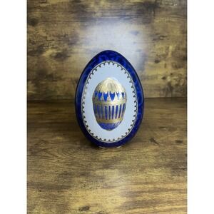 SALE! WAS 40. VTG TOYO DESIGNED BY RAYMOND WAITES FABERGE EGG  BLUE/GOLD